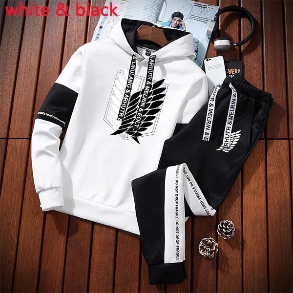Men Tracksuit 2 Piece Set Autumn Winter Pullover Hoodies Sweatshirt+Pants Suit Man Black White Set Tracksuit Men Luxury Clothes