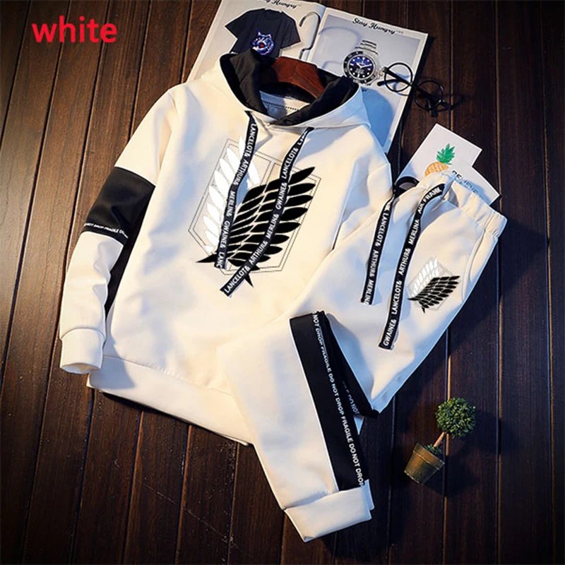 Men Tracksuit 2 Piece Set Autumn Winter Pullover Hoodies Sweatshirt+Pants Suit Man Black White Set Tracksuit Men Luxury Clothes