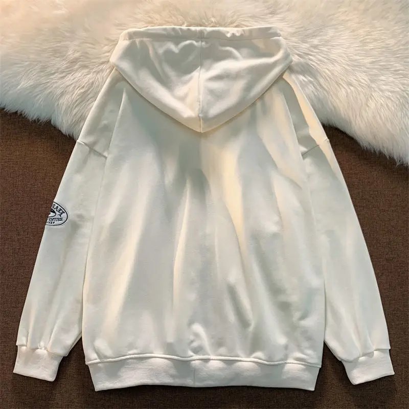1Hoodies Women Retro Harajuku Hip Hop Jacket High Street Zip Up Hoodie Casual Loose Sweatshirt Clothes Y2K Tops oversized hoodie