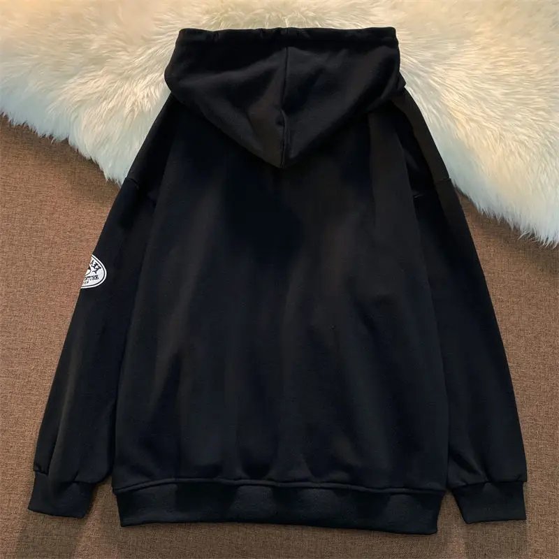 1Hoodies Women Retro Harajuku Hip Hop Jacket High Street Zip Up Hoodie Casual Loose Sweatshirt Clothes Y2K Tops oversized hoodie