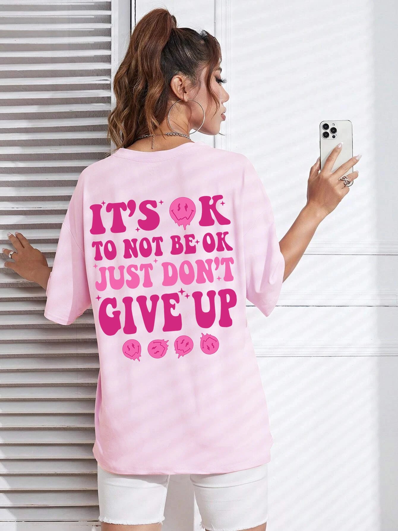It'S Ok To Not Be Ok Just Don'T Give Upfemale Tshirt Breathable Summer T Shirt Casual Fashion Tee Top Basic Daily Tshirts Women It'S Ok To Not Be Ok Just Don'T Give Upfemale Tshirt Breathable Summer T Shirt Casual Fashion Tee Top Basic Daily Tshirts Women