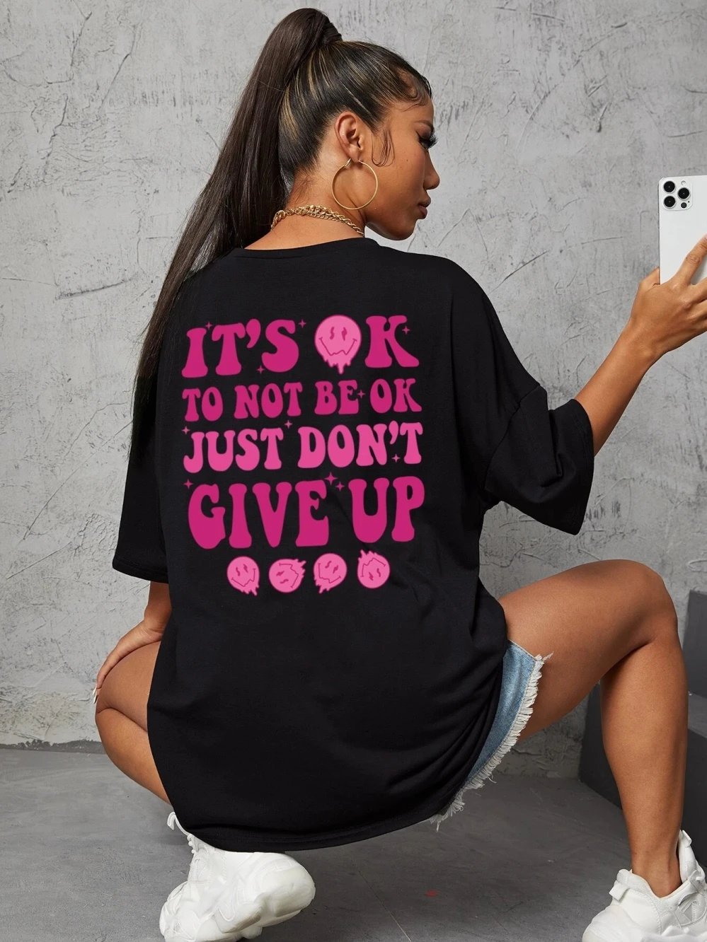 It'S Ok To Not Be Ok Just Don'T Give Upfemale Tshirt Breathable Summer T Shirt Casual Fashion Tee Top Basic Daily Tshirts Women It'S Ok To Not Be Ok Just Don'T Give Upfemale Tshirt Breathable Summer T Shirt Casual Fashion Tee Top Basic Daily Tshirts Women