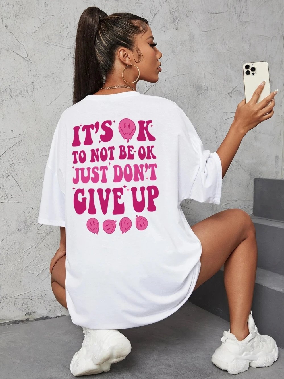 It'S Ok To Not Be Ok Just Don'T Give Upfemale Tshirt Breathable Summer T Shirt Casual Fashion Tee Top Basic Daily Tshirts Women It'S Ok To Not Be Ok Just Don'T Give Upfemale Tshirt Breathable Summer T Shirt Casual Fashion Tee Top Basic Daily Tshirts Women