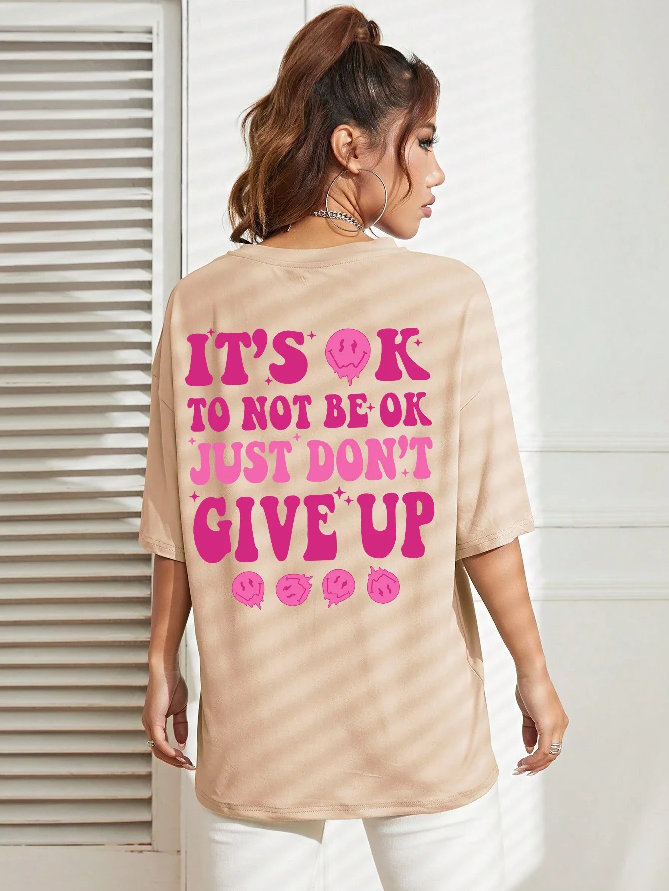 It'S Ok To Not Be Ok Just Don'T Give Upfemale Tshirt Breathable Summer T Shirt Casual Fashion Tee Top Basic Daily Tshirts Women It'S Ok To Not Be Ok Just Don'T Give Upfemale Tshirt Breathable Summer T Shirt Casual Fashion Tee Top Basic Daily Tshirts Women