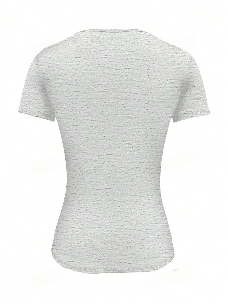 Womens Basic T-Shirts Scoop Neck Short Sleeve Crop Tops Cute Summer Tops Slim Fit Tees Y2k Clothing 2024