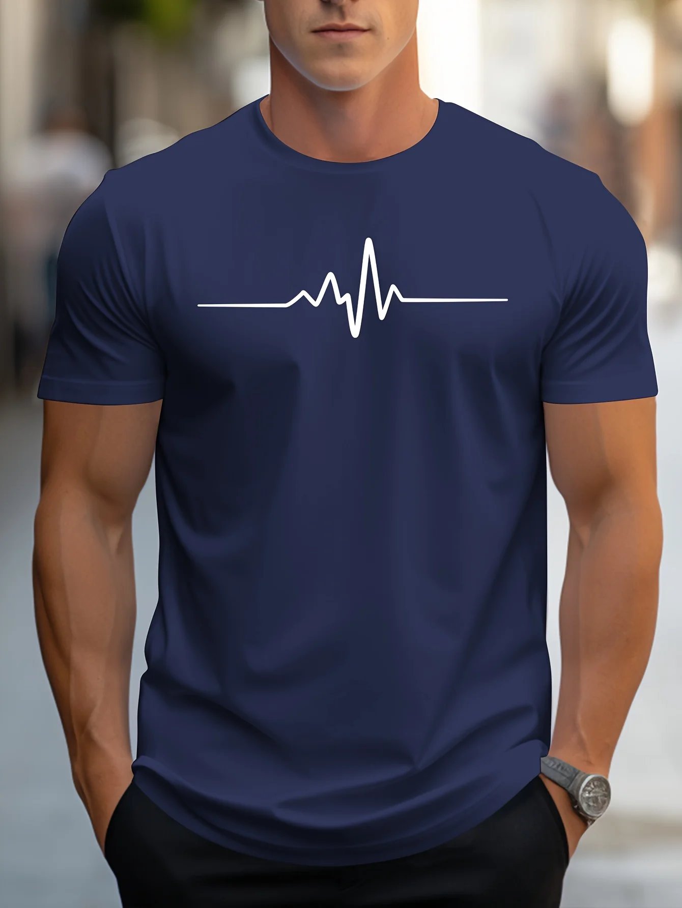 Men's 100% cotton summer loose size Creative Graphic printed slim fit casual sports round neck short sleeved T-shirt top Men's 100% cotton summer loose size Creative Graphic printed slim fit casual sports round neck short sleeved T-shirt top