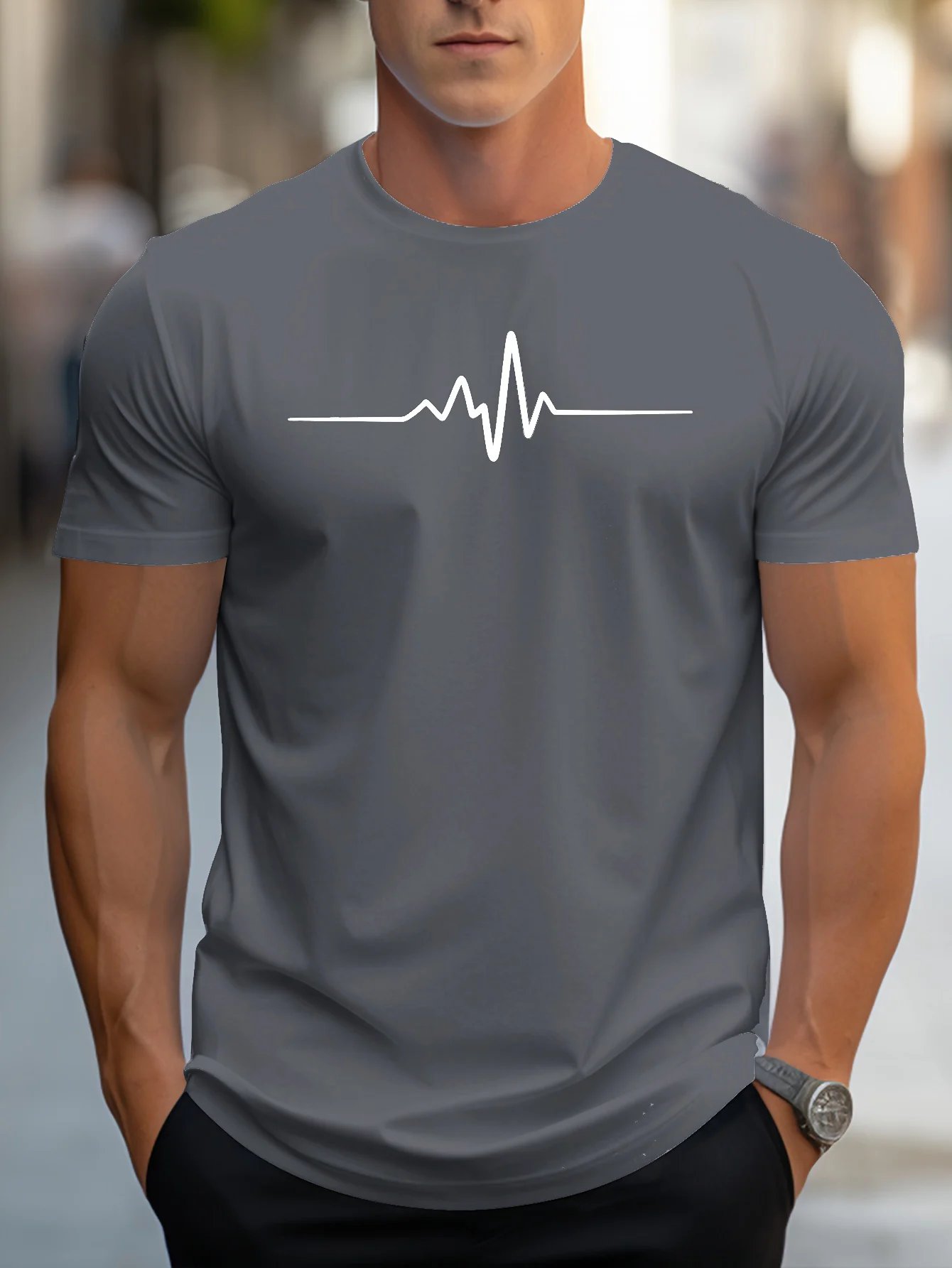 Men's 100% cotton summer loose size Creative Graphic printed slim fit casual sports round neck short sleeved T-shirt top Men's 100% cotton summer loose size Creative Graphic printed slim fit casual sports round neck short sleeved T-shirt top
