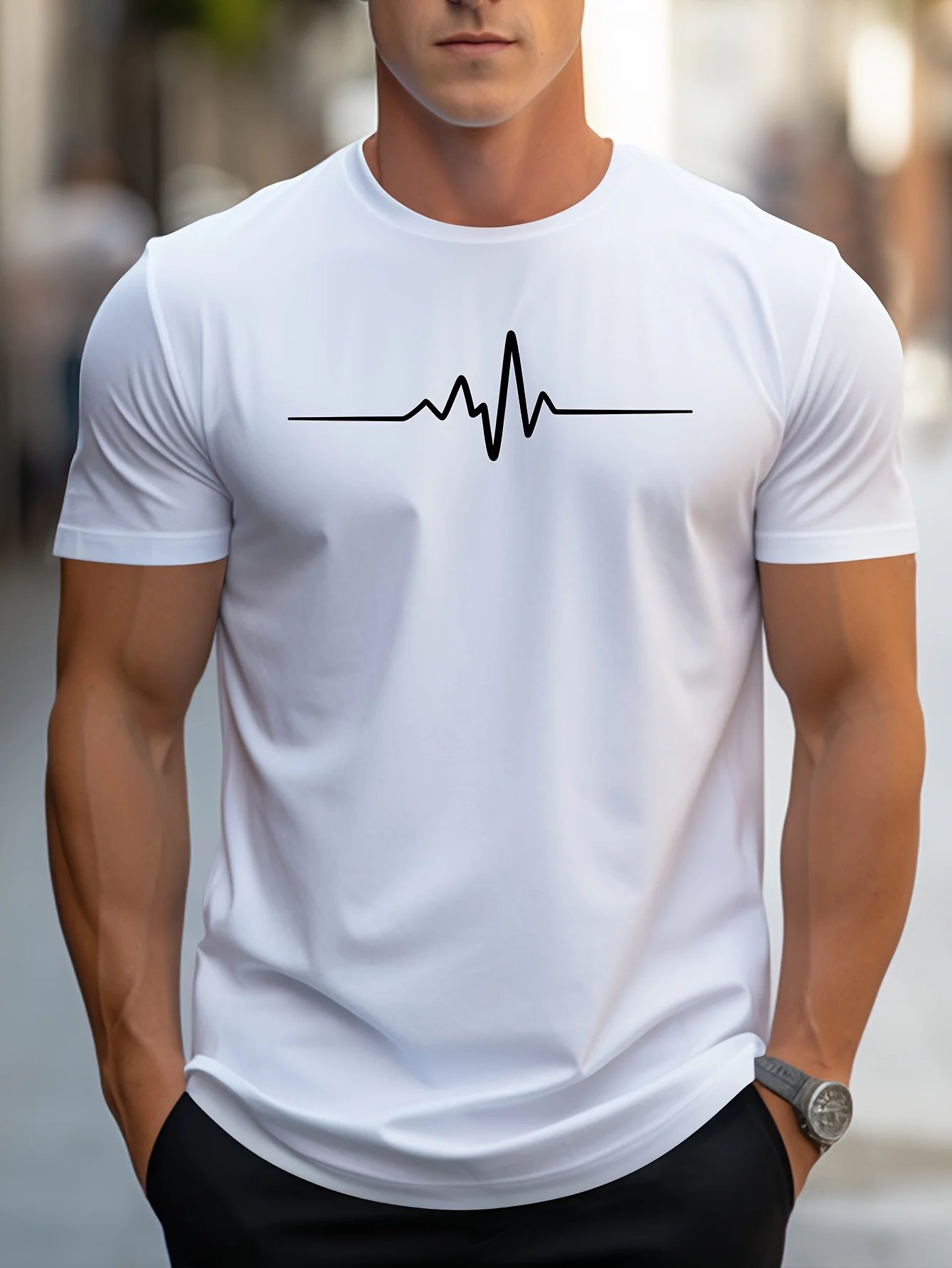 Men's 100% cotton summer loose size Creative Graphic printed slim fit casual sports round neck short sleeved T-shirt top Men's 100% cotton summer loose size Creative Graphic printed slim fit casual sports round neck short sleeved T-shirt top