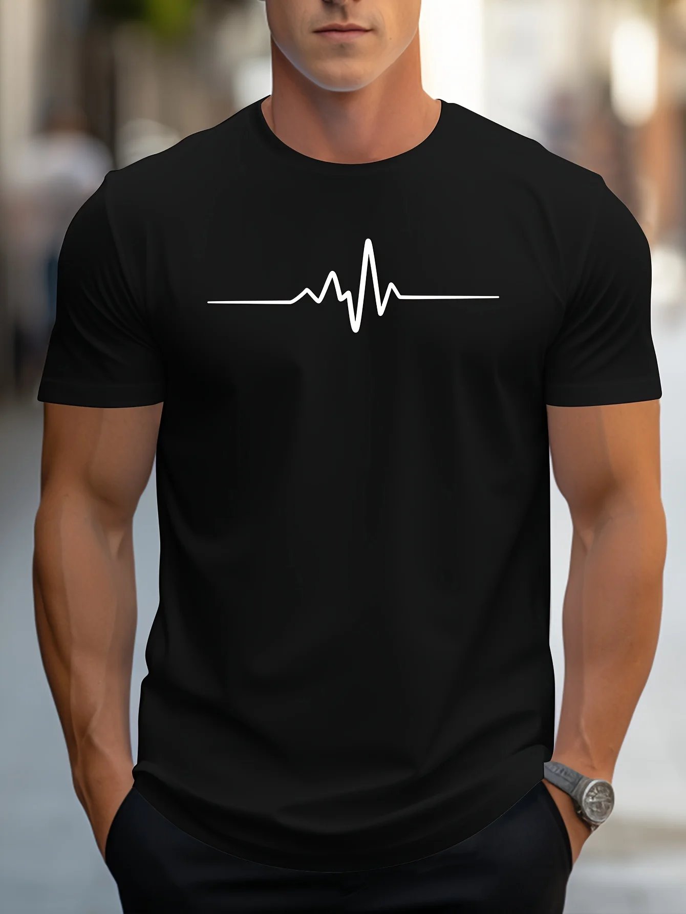 Men's 100% cotton summer loose size Creative Graphic printed slim fit casual sports round neck short sleeved T-shirt top Men's 100% cotton summer loose size Creative Graphic printed slim fit casual sports round neck short sleeved T-shirt top