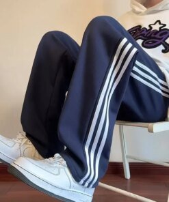 Cerulean Blue Men's Summer Thin Straight-Leg School Pants Women's Casual Sweatpants For Teenagers Deep Blue Green