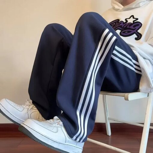 Cerulean Blue Men's Summer Thin Straight-Leg School Pants Women's Casual Sweatpants For Teenagers Deep Blue Green