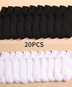 10 Pairs men Socks Breathable Sports socks Solid Color Boat socks Comfortable Cotton Ankle Socks White Black