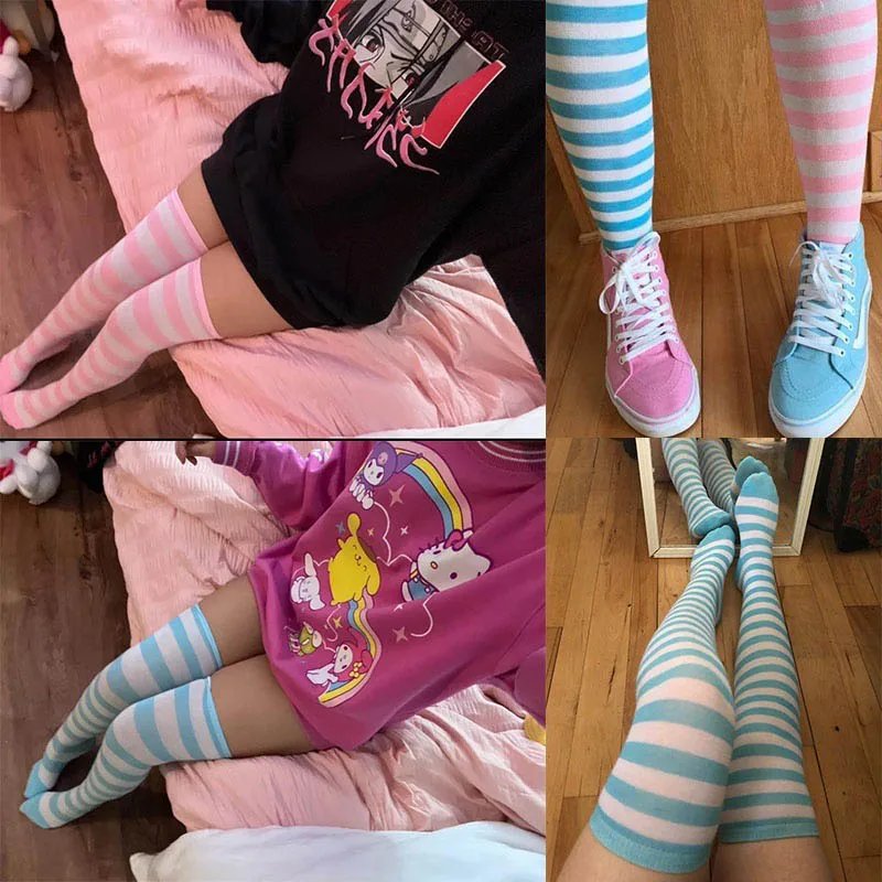 Color Striped Stockings Japanese Over Knee Socks Fashion Women Keep Warm Soks Sexy Slim Long Soks Black White Striped Hosiery Color Striped Stockings Japanese Over Knee Socks Fashion Women Keep Warm Soks Sexy Slim Long Soks Black White Striped Hosiery