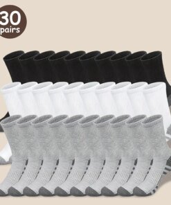 10/30 Pairs Of High-Quality Men's Workwear Socks, Unisex Sports Breathable Basketball Non Slip Socks, Casual Socks