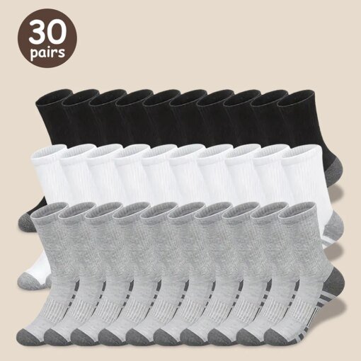 10/30 Pairs Of High-Quality Men's Workwear Socks, Unisex Sports Breathable Basketball Non Slip Socks, Casual Socks
