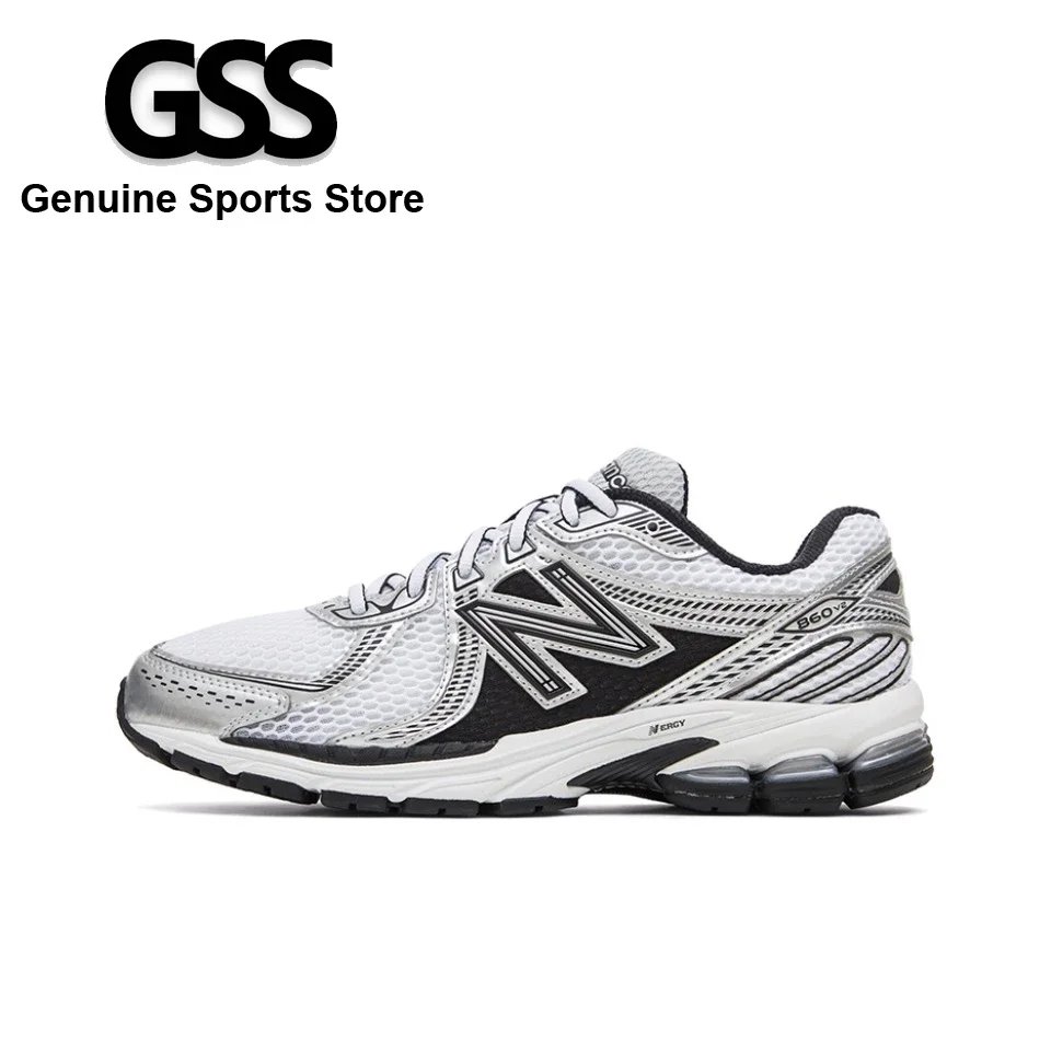 Original New Balance NB 860 Retro All-fit Mesh Fabric Leather Low-top Casual Running Shoes Unisex Sliver Sneakers ML860XD