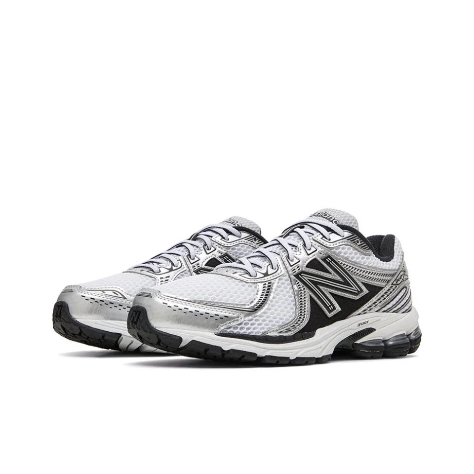 Original New Balance NB 860 Retro All-fit Mesh Fabric Leather Low-top Casual Running Shoes Unisex Sliver Sneakers ML860XD