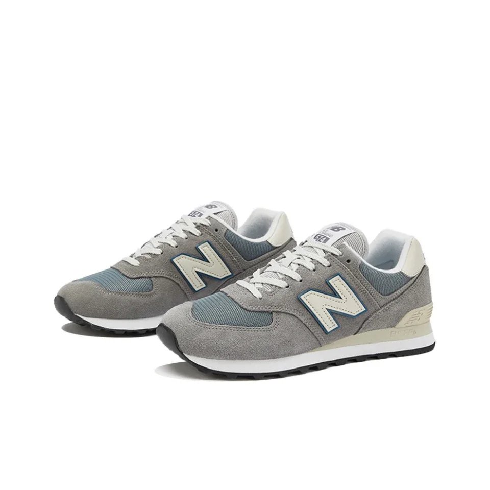 Original New Balance NB 574 Classic Vintage Mesh Fabric Faux Leather Casual Men's and Women's Running Shoes Deep Blue ML574EVG