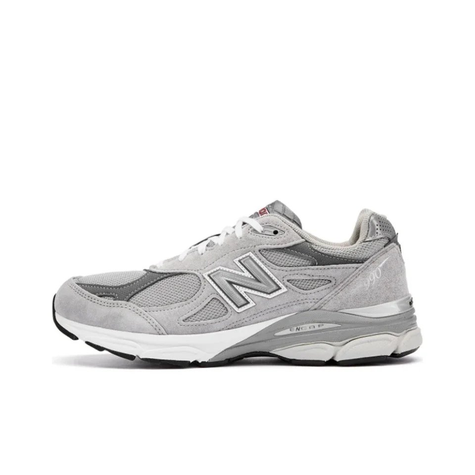 Original New Balance NB 990 V3 Classic Vintage Mesh Fabric Leather Casual Men's and Women's Running Shoes White Silver M990AL3
