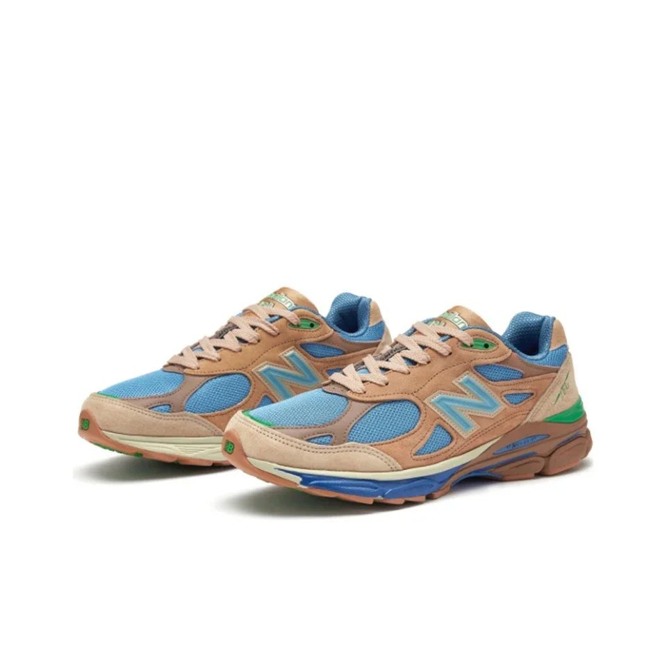 Original New Balance NB 990 V3 Classic Vintage Mesh Fabric Leather Casual Men's and Women's Running Shoes White Silver M990AL3