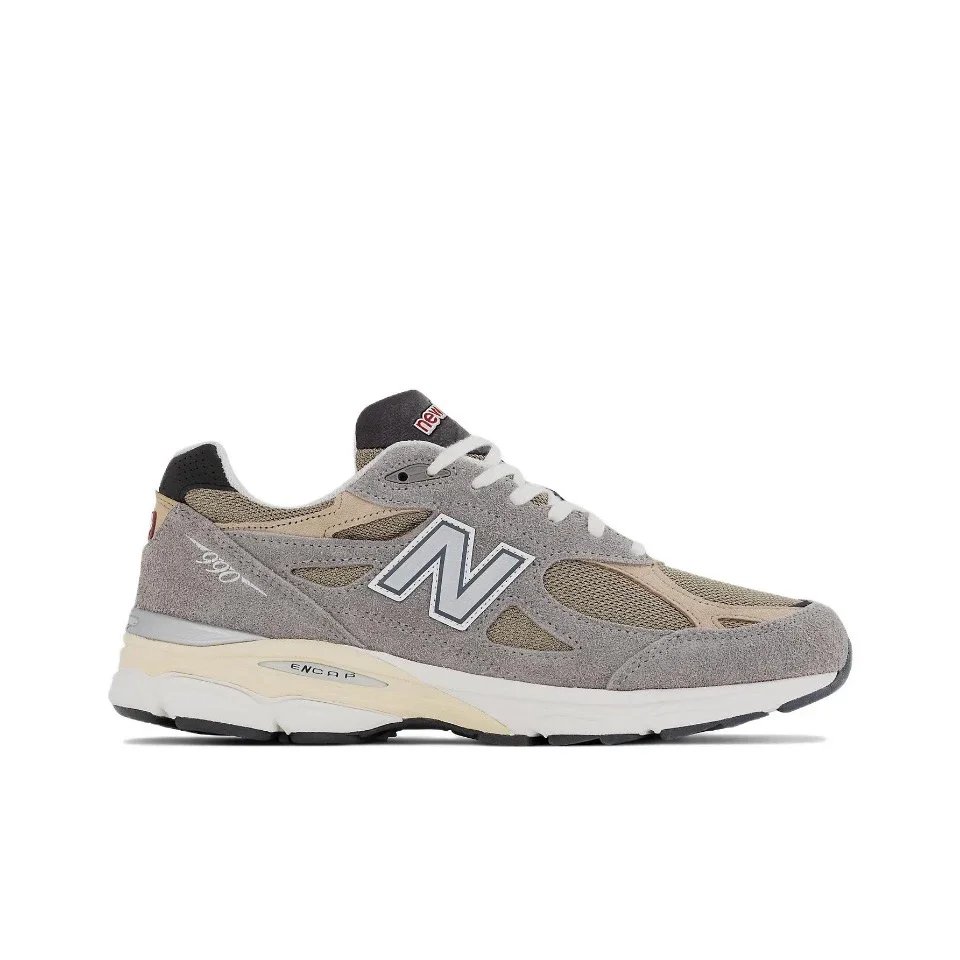 Original New Balance NB 990 V3 Classic Vintage Mesh Fabric Leather Casual Men's and Women's Running Shoes White Silver M990AL3