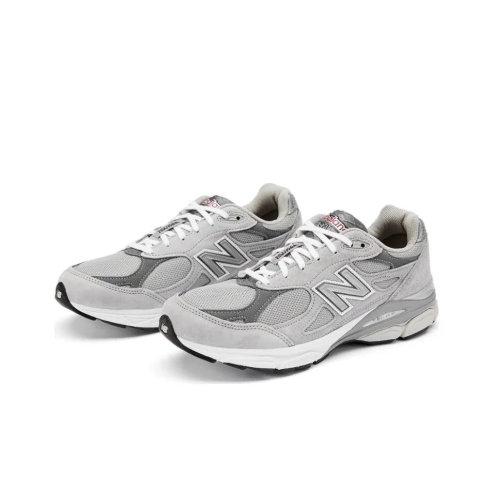 Original New Balance NB 990 V3 Classic Vintage Mesh Fabric Leather Casual Men's and Women's Running Shoes White Silver M990AL3