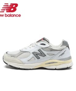 Original New Balance NB 990 V3 Classic Vintage Mesh Fabric Leather Casual Men's and Women's Running Shoes White Silver M990AL3