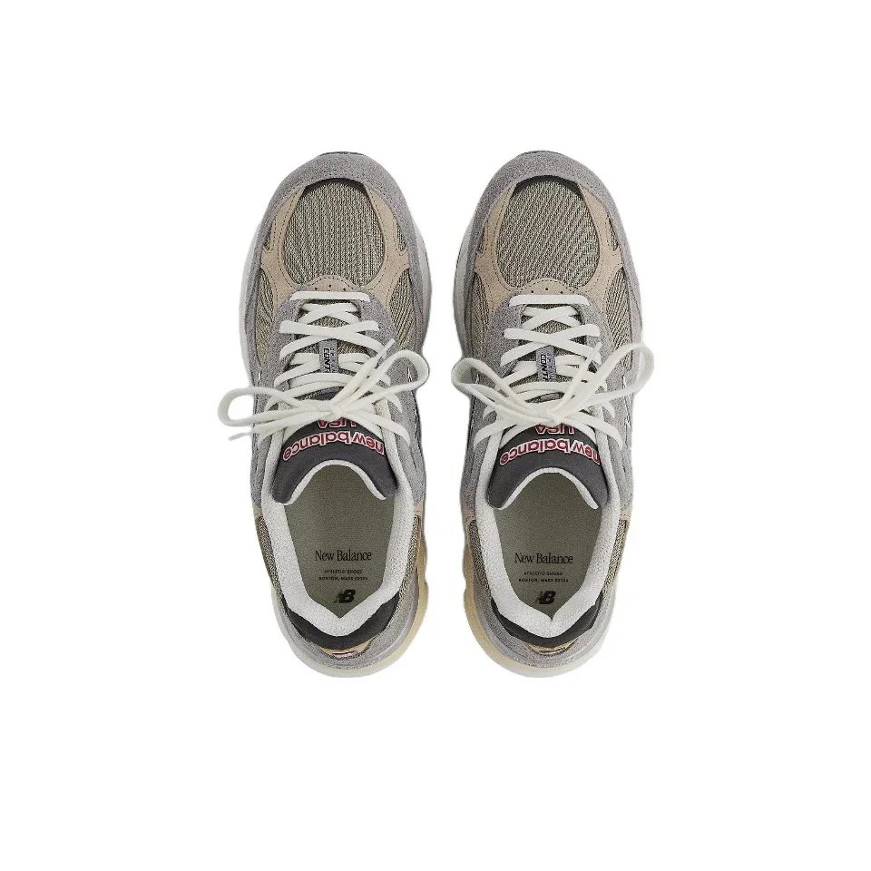 Original New Balance NB 990 V3 Classic Vintage Mesh Fabric Leather Casual Men's and Women's Running Shoes White Silver M990AL3