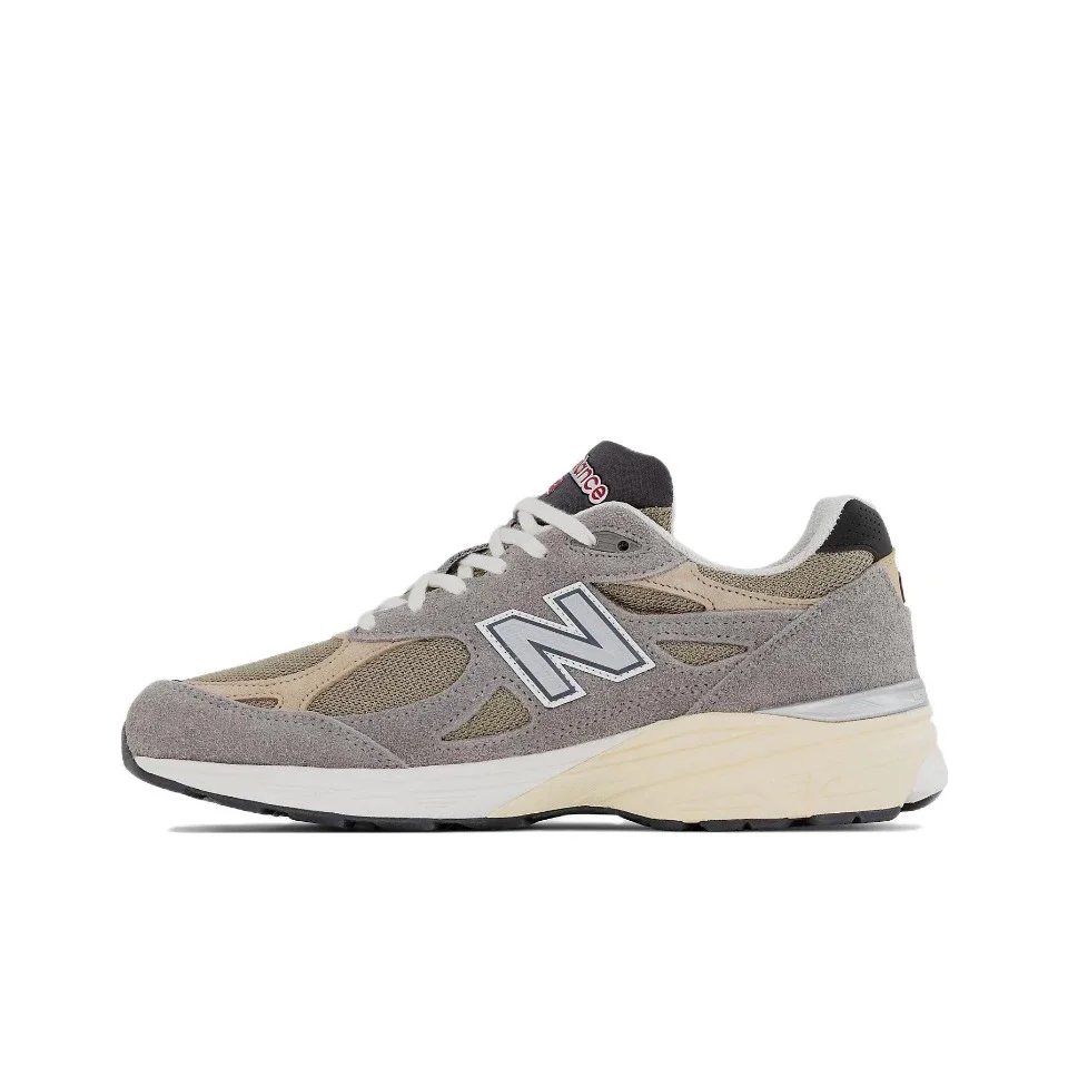 Original New Balance NB 990 V3 Classic Vintage Mesh Fabric Leather Casual Men's and Women's Running Shoes White Silver M990AL3