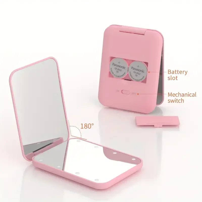 Mini Compact Led Makeup Mirror With Light 2X Magnifying Small Pocket Portable Travel Pink Black Foldable Cosmetic Vanity Mirrors Mini Compact Led Makeup Mirror With Light 2X Magnifying Small Pocket Portable Travel Pink Black Foldable Cosmetic Vanity Mirrors