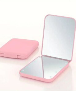 Alternative view of Mini Compact Led Makeup Mirror With Light 2X Magnifying Small Pocket Portable Travel Pink Black Foldable Cosmetic Vanity Mirrors