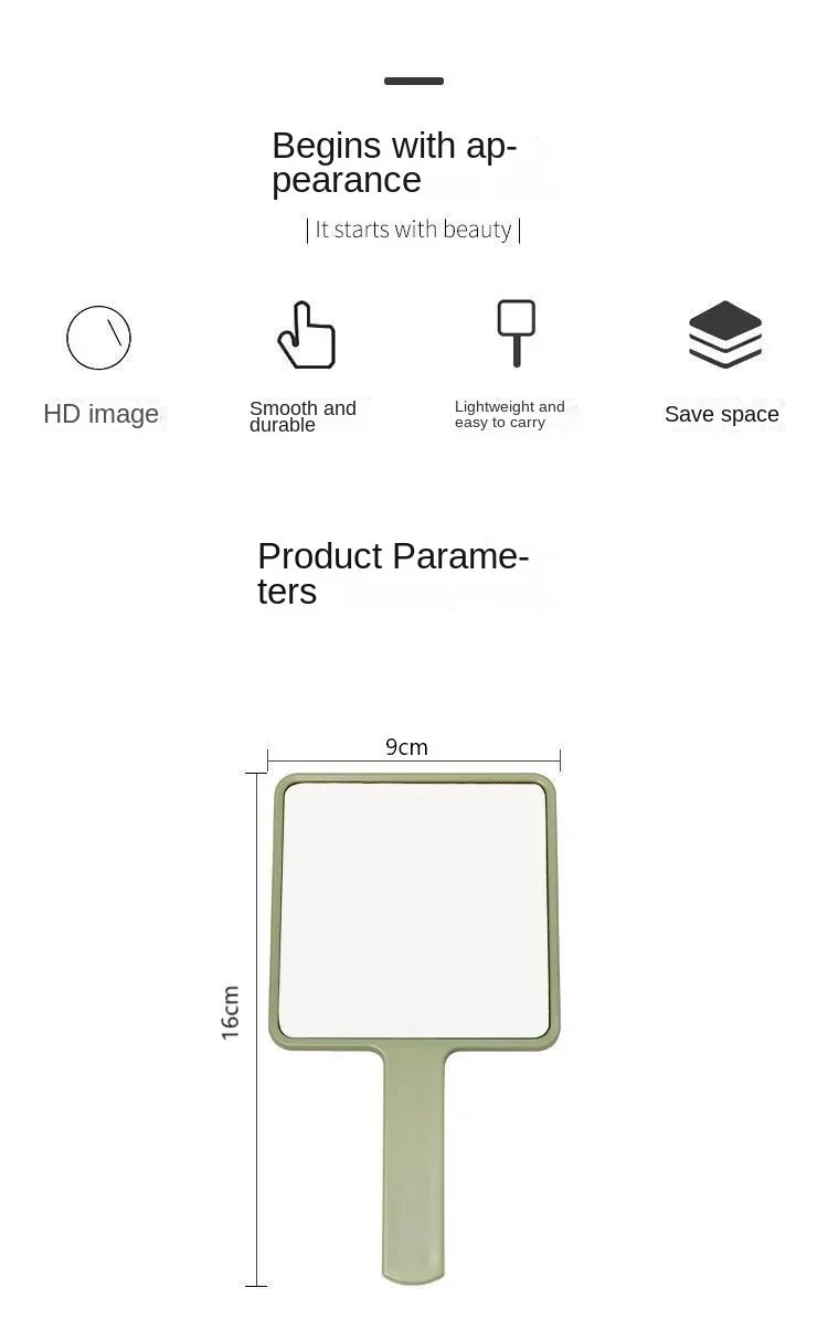 Eyelash Extension Handheld Makeup Mirror Square Makeup Vanity Mirror with Handle Hand Mirror SPA Salon Compact Mirrors