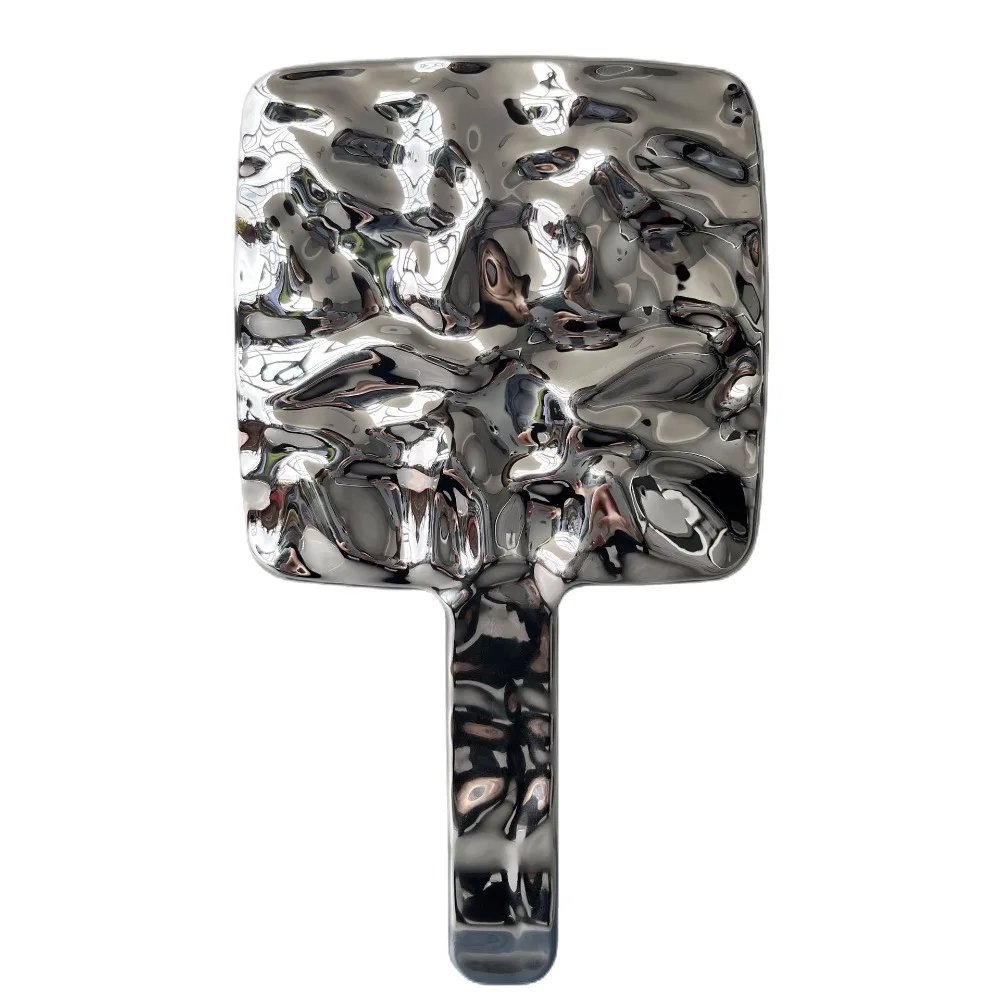 Electroplated Handle Makeup Mirrors HD Beauty Portable Round Hand Square Hand Small Make Up Mirror Electroplated Handle Makeup Mirrors HD Beauty Portable Round Hand Square Hand Small Make Up Mirror