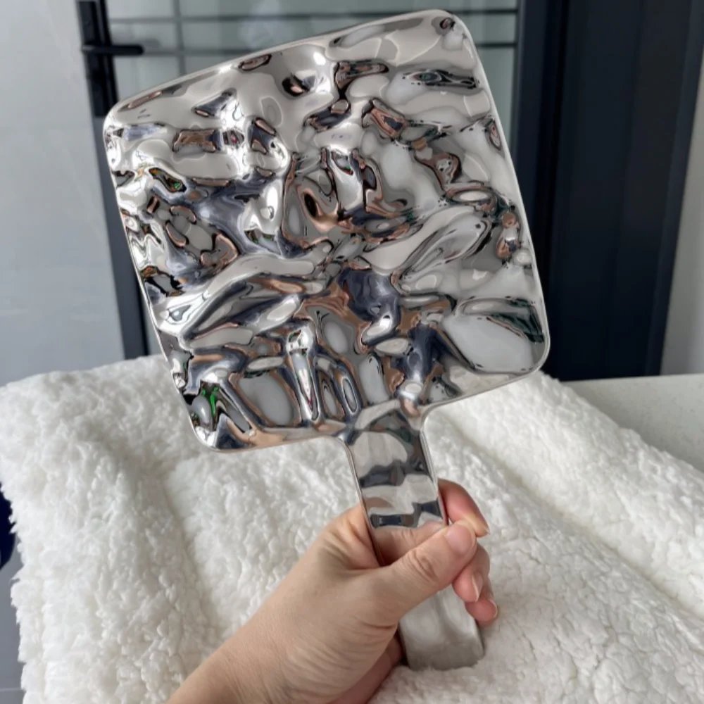 Electroplated Handle Makeup Mirrors HD Beauty Portable Round Hand Square Hand Small Make Up Mirror Electroplated Handle Makeup Mirrors HD Beauty Portable Round Hand Square Hand Small Make Up Mirror