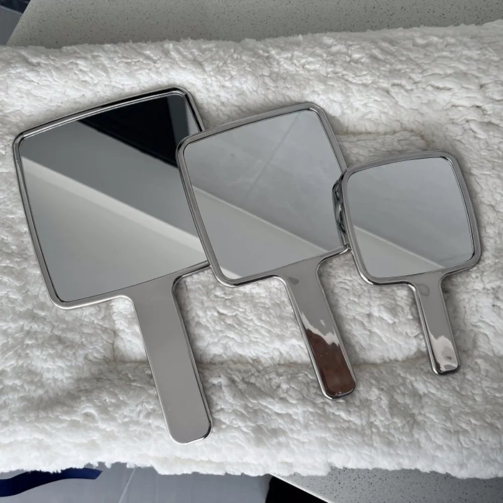 Electroplated Handle Makeup Mirrors HD Beauty Portable Round Hand Square Hand Small Make Up Mirror Electroplated Handle Makeup Mirrors HD Beauty Portable Round Hand Square Hand Small Make Up Mirror