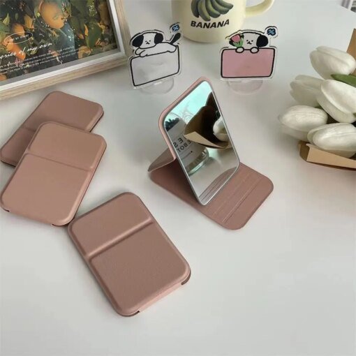 Hand-held Desktop Stand Mirror High Definition Folding Makeup Mirror Light Weight Easy To Carry Vanity Mirror Cosmetic Tools