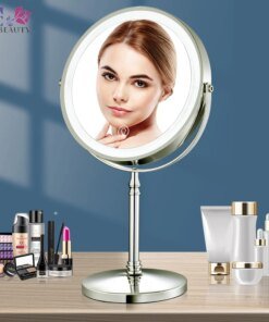 8 Inch Gold Makeup Mirror With Light USB Charging 10X Magnifying Vanity Mirror Backlit Adjustable Light Standing Cosmetic Mirror
