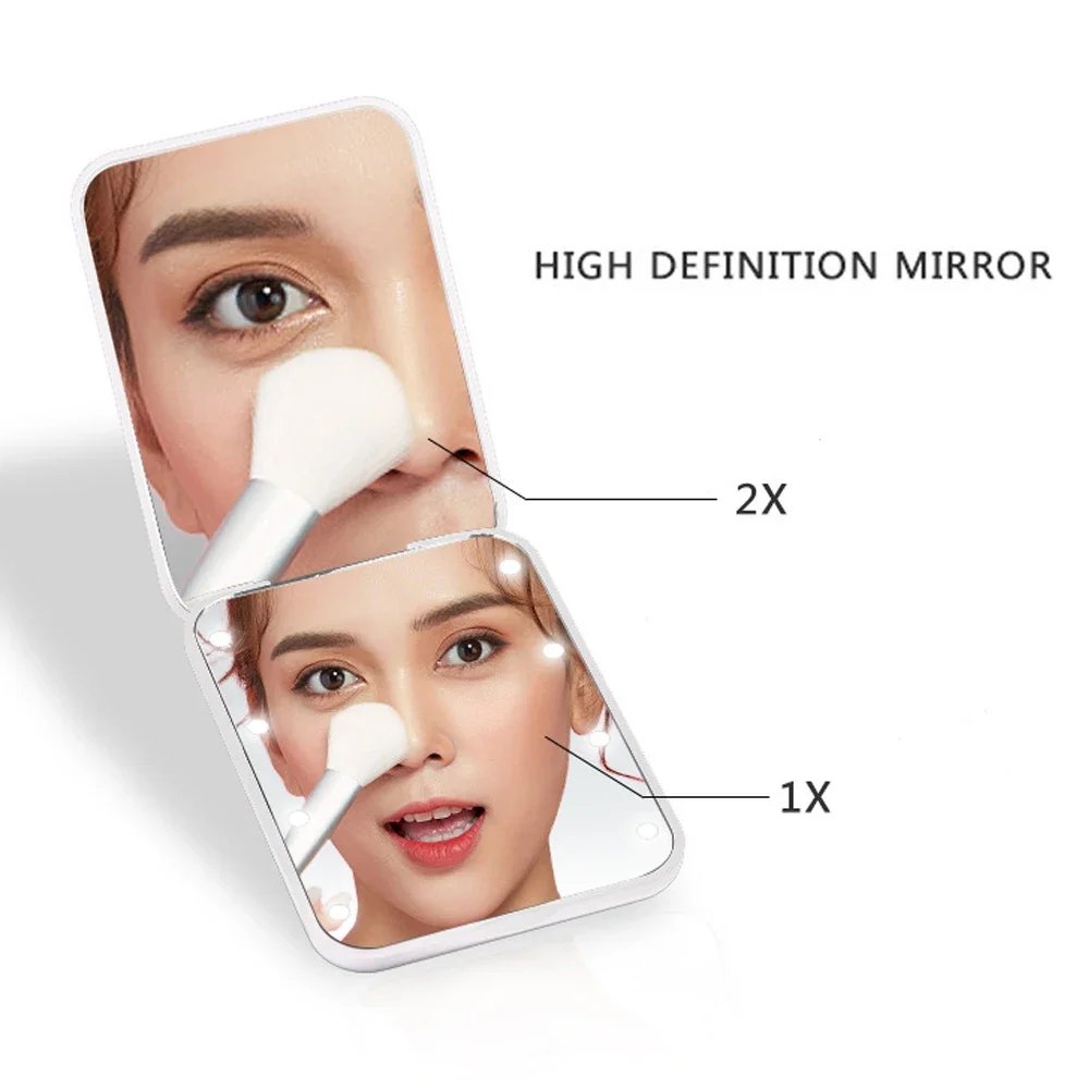 Mini Compact Led Makeup Mirror With Light 2X Magnifying Small Pocket Portable Travel Pink Black Foldable Cosmetic Vanity Mirrors Mini Compact Led Makeup Mirror With Light 2X Magnifying Small Pocket Portable Travel Pink Black Foldable Cosmetic Vanity Mirrors