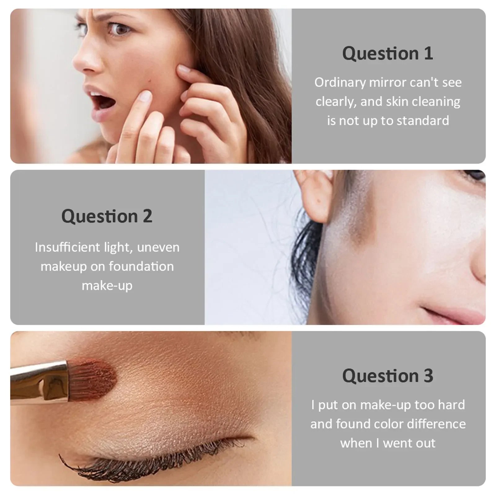 LED Makeup Mirror Cosmetic Mirrors With Light Foldable Travel Makeup Touch Screen Dimm with 10X Magnifying Detail Vanity Mirror