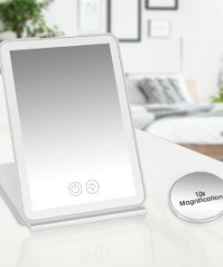 LED Makeup Mirror Cosmetic Mirrors With Light Foldable Travel Makeup Touch Screen Dimm with 10X Magnifying Detail Vanity Mirror