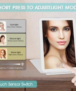 Alternative view of LED Makeup Mirror Cosmetic Mirrors With Light Foldable Travel Makeup Touch Screen Dimm with 10X Magnifying Detail Vanity Mirror