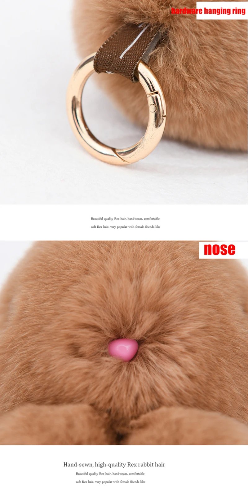 Three Model Size 100% Natural Rex Rabbit Fur Cute Fluffy Bunny Keychain Real Fur Key Chains Bag Toys Doll Lovely Keyring Pendant