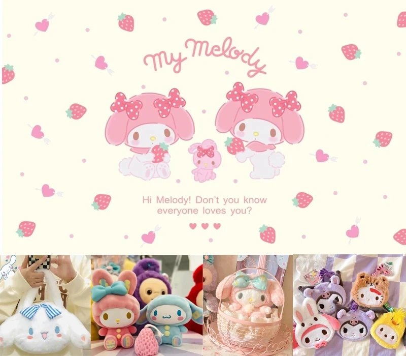 12CM Cute Sanrio Plush Keychain for Children Hello Kitty Pendant Kuromi Cartoon Key Chain Backpack Decoration Gifts for Girl Toy