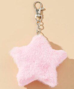 Star Plush Pendant Diy Mobile Phone Keyring Pendant Accessory Pentagram Hairball Bag Charm Key Chain Backpack Hanging Ornament