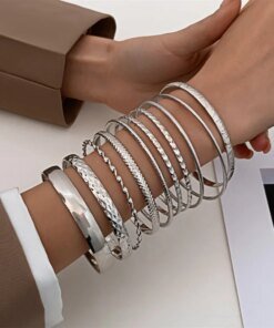 Alternative view of 10 Piece Set Ethnic Style Gold Color Bracelet Vintage Wide Smooth Bracelets For Women Bangles 2024 Trendy Jewelry Accessories