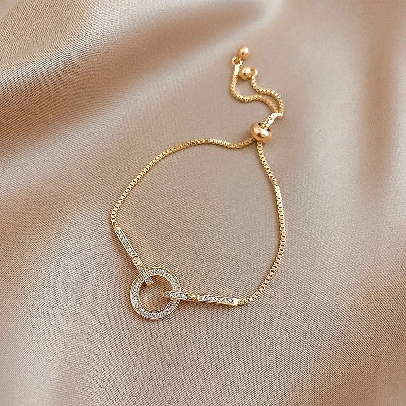 925 Sterling Silver Geometric Snake Chain Circle Bracelet For Women Gold Plated Bracelet Shiny Zircon Party Jewelry Gifts