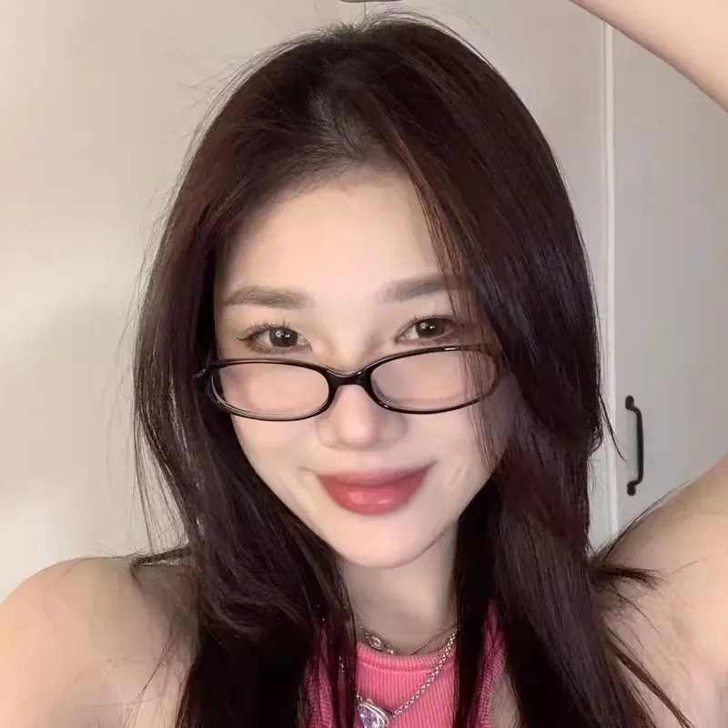 2024 Girls Y2K Red Green Frame Glass Retro Oval Glasses Eyewear Decorative Computer Anti-blue Eyeglasses with Seaside Driving