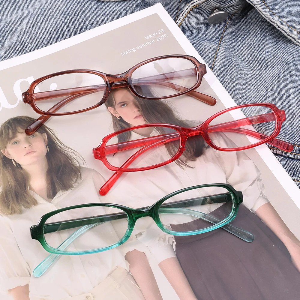 2024 Girls Y2K Red Green Frame Glass Retro Oval Glasses Eyewear Decorative Computer Anti-blue Eyeglasses with Seaside Driving