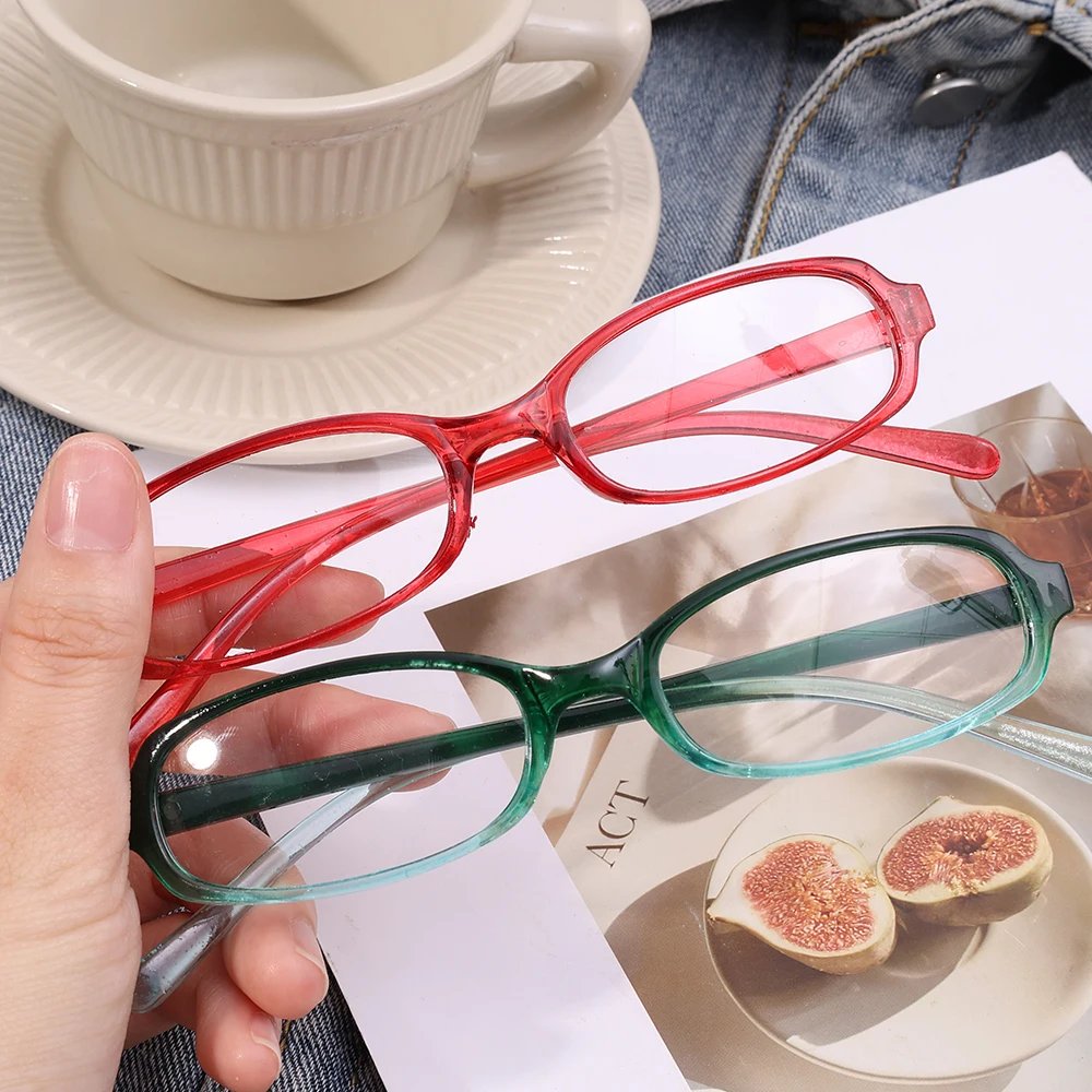 2024 Girls Y2K Red Green Frame Glass Retro Oval Glasses Eyewear Decorative Computer Anti-blue Eyeglasses with Seaside Driving
