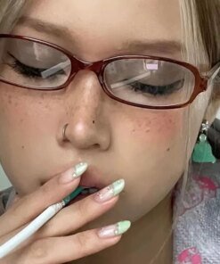 2024 Girls Y2K Red Green Frame Glass Retro Oval Glasses Eyewear Decorative Computer Anti-blue Eyeglasses with Seaside Driving